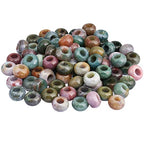 SUNYIK Indian Agate Large Hole (6mm) Rondelle Loose Charms European Bead fits Bracelet,Jewelry Makings Pack of 20 - color: #1-Multi Green-Indian Agate, size: 14x8mm
