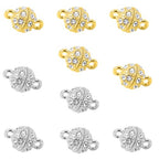 10PCS Magnetic Jewelry Clasps, Crystal Ball Connectors, Magnetic Necklace Clasps and Closures Easy-to-Use for Jewelry Closures (Gold+Silver) - color: gold+silver