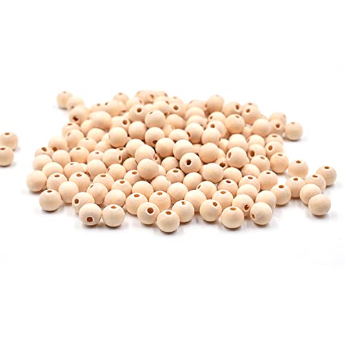 300Pcs 10mm Wood Beads Round Wooden Spacer Beads Unfinished Natural Wood Loose Beads - size: 10