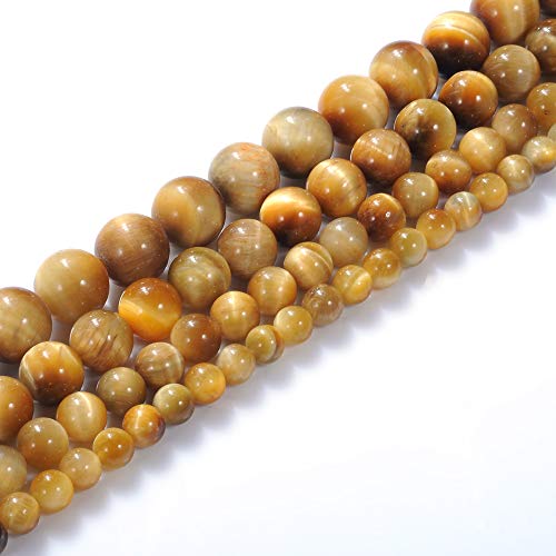 Natural Stone Beads 6mm Gold Tiger Eye Beads Gemstone Round Loose Beads Crystal Energy Stone Healing Power for Jewelry Making DIY,1 Strand 15" - color: Gold Tiger Eye, size: 6MM