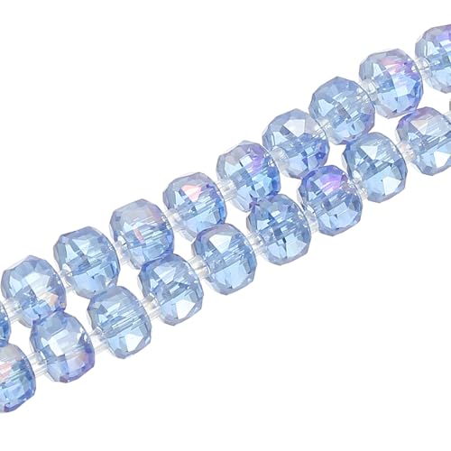 PATIKIL 75 Pcs 8mm OD 5mm Thick Crystal Glass Beads, Rondelle Crystal Beads Faceted Cut Gemstone Strand with Spacer Beads for Craft, Bracelet, Necklace, Light Blue - color: Light Blue