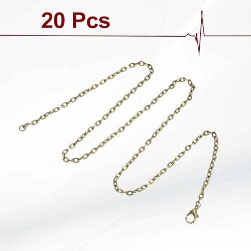 HARFINGTON 20 Pack 18 Inch Necklace Chains Bulk 3.2mm Bronze Plated Cable Chains with Lobster Clasps for Jewelry Making - color: Bronze, size: 18 Inch x 3.2mm