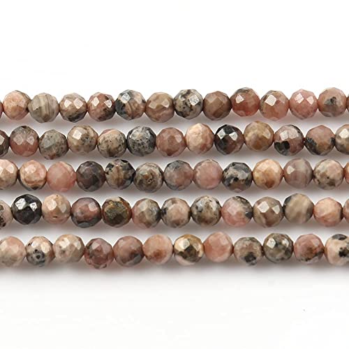 180pcs 2mm Natural Black Stripe Rhodochrosite Gemstone Beads Faceted Round Loose Stone Beads for Jewelry Making (1 Strand) - color: Black Stripe Rhodochrosite, size: 1.9-2.4mm