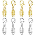 925 Silver Magnetic Necklace Clasp with Lobster Clasp,Magnetic Necklace Clasps and Closures for Bracelet Necklace Extender (4golden+4silvery) - color: 4golden+4silvery
