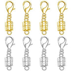 925 Silver Magnetic Necklace Clasp with Lobster Clasp,Magnetic Necklace Clasps and Closures for Bracelet Necklace Extender (4golden+4silvery) - color: 4golden+4silvery