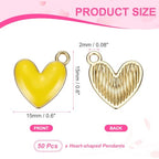 MECCANIXITY Enamel Alloy Heart Charm, Valentine Heart Pendants Love Jewelry Making Charm for DIY Necklace Bracelet Earrings Keychain - color: Yellow