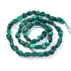 Malachite Pebble Nugget Oval Free Tumbled Stone 6-8mm Natural Gemstone Loose Beads Approx 15.5 inch for DIY Jewelry Making - color: Malachite