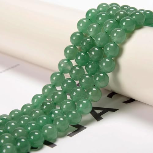 100pcs Natural Stone Beads 8mm Green Aventurine Round Genuine Real Stone Beading Loose Gemstone Hole Size 1mm DIY Charm Smooth Beads for Bracelets Necklaces Earrings Jewelry Making Crafts - color: Green Aventurine