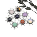LHJ 10 Pcs Healing Crystal Pendants Sun Shining Shape Natural Gemstone Vintage Charms for Jewelry Making Necklace Gift