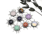 LHJ 10 Pcs Healing Crystal Pendants Sun Shining Shape Natural Gemstone Vintage Charms for Jewelry Making Necklace Gift