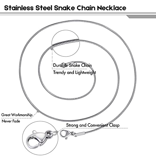 12 Pack Necklace Chains 20 Inches Stainless Steel Snake Chain Necklace with Lobster Clasps for DIY Jewelry Making, 1.2 mm - size: 20 Inches