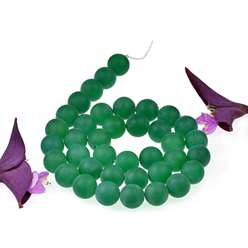 Natural Matte Gemstone Round Spacer Beads (4mm, Green Agate) - color: Green Agate, size: 4mm