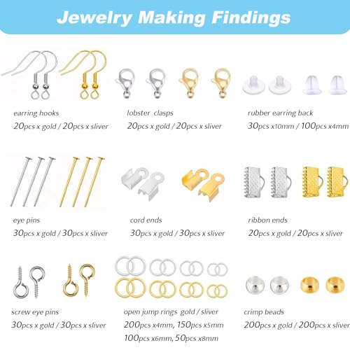 EUIQUE Jewelry Making Supplies Kits Repair Tools for Adults with Pliers, Wires, Necklace Chains, Findings and Helping Hands, Pink - color: Pink
