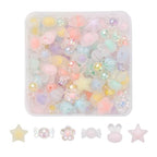 100Pcs Cute Frosted Acrylic Beads Transparent Candy Flower Star Rabbit Loose Spacer Beads for Jewelry Making DIY Bracelets Necklaces Earrings Craft Gift - color: 6 Shapes-100 pcs