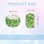uxcell 50Pcs European Large Hole Beads, Rhinestone Craft Bead Crystal Charm Spacer Beads for Pens Bracelet Making Necklace DIY Craft, Light Green - color: Light Green