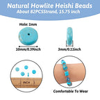 Craftdady 80Pcs 10mm Natural Turquoise Heishi Coin Disc Stone Beads Flat Round Disk Gemstone Loose Beads for Jewelry Craft Necklace Bracelet Making Hole: 1mm - color: Cyan Blue, 10mm