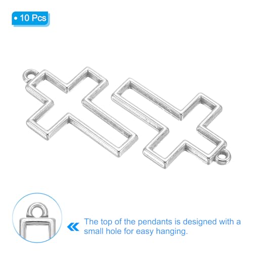 PATIKIL Alloy Open Back Bezel Pendants, Cross Shape Hollow Resin Pendant Frame for DIY Crafts Earrings Necklace Bracelet Making - color: Silver Tone