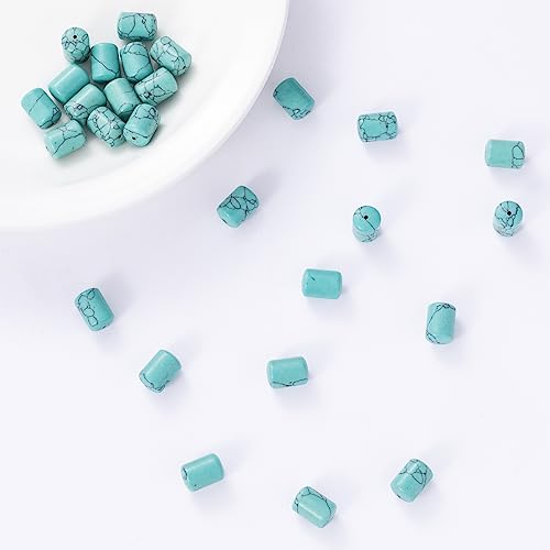 Natural Blue Turquoise Cylinder Tube Beads 10x14mm 38cm/str Loose Semi Gemstone Stone Beads for Making Bracelets Necklace - color: Blue Turquoise