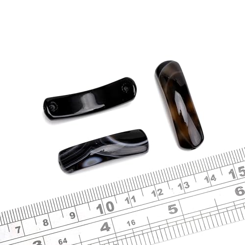 BEADIA Natural Curved Black Agate Stone Beads 36x10mm 4pcs for DIY Bracelet Jewelry Making - color: Black Agate