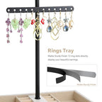 Meangood Jewelry Organizer Stand, 3-Tier Necklace Holder Jewelry Tree with Wooden Storage Drawer Box for Necklace Bracelet Earring Ring,White - color: Light White