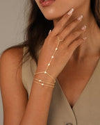 CHESKY 14K Gold Plated Hand Chain Bracelets for Women Set - Dainty Finger Ring Bracelet Stack Adjustable Hand Chains Durable Beaded Bracelets Trendy Simple Body Jewelry Gift for Women - style: 3CZ bracelet-gd