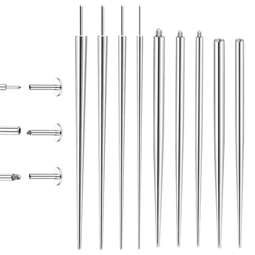 14/16/18/20G Piercing Taper Insertion Tool, 9PCS Piercing Threader Tool for Changing Jewelry, Stainless Steel Flat Back Earring Applicator Tool - color: Set 14G(1.6mm) 16G(1.2mm) 18G(1.0mm) 20G(0.8mm) Tapers