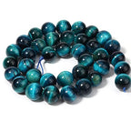 35pcs 10mm Natural Aquamarine Tiger Eye Gemstone Beads Energy Healing Crystal Round Loose Stone Beads for Jewelry Making, DIY Bracelets Necklaces - color: Aquamarine Tiger Eye, size: 10mm