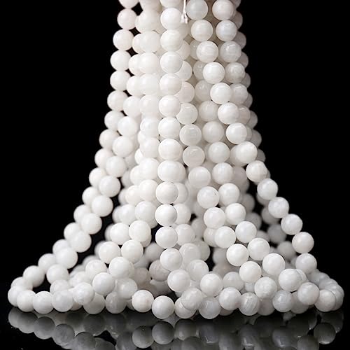 70PCS Natural 8MM Healing Gemstone, Moonstone Energy Stone Round Loose Beads, Semi-Precious Crystal Beads with Free Elastic String for Jewelry Making DIY - color: Moonstone, size: 8MM