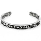 Stainless Steel Cuff Bracelet,Retro Gothic Punk Biker Cool Open Adjustable Cuff Bangle Bracelets Jewelry for Men Silver - style: Sun Moon Star
