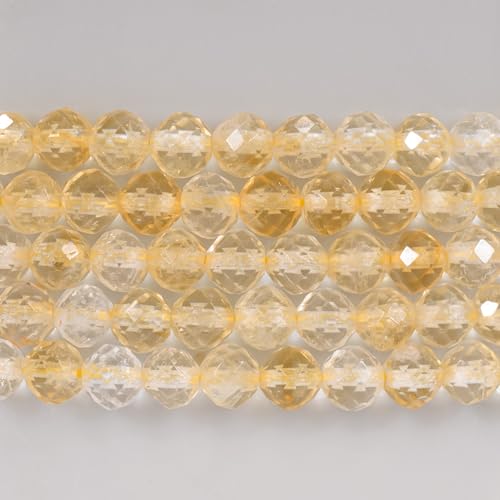 Angelstones Natural Gemstone Small Beaded Stretch Bracelet, 4mm Faceted Round Beads, Crystal Healing Bracelet for Women - color: Citrine