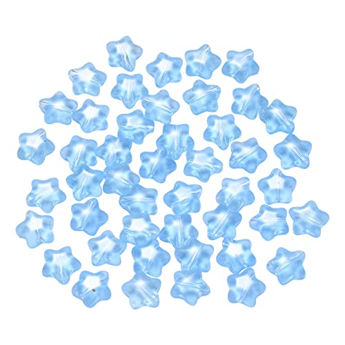UR URLIFEHALL 100 Pcs Light Sky Blue Spray Painted Glass Star Beads for Earring Bracelet Necklace Jewelry DIY Craft Making - color: 100pcs-8x8.5x4mm-light sky blue star glass beads