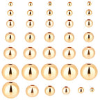 PH PandaHall 600pcs 18k Gold Spacers Beads, 6 Size Little Round Loose Beads Smooth Gold Ball Brass Beads for Summer Hawaii Stackable Necklace, Bracelet, Earring Making (2/3/4/5/6/8mm) - size: 2/3/4/5/6/8mm