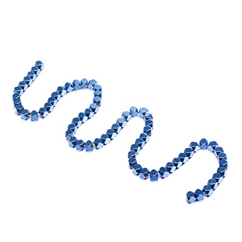 AD Beads Natural Hematite Gemstone Faceted Square Cube Loose Beads 16" (6x6mm, Metallic Blue) - color: Metallic Blue, size: 6x6mm