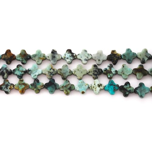 8mm Natural African Turquoise Gemstone Faceted Clovers Beads Four-Leaf Spacer Loose Beads for DIY Jewelry Making Beads - color: African Turquoise