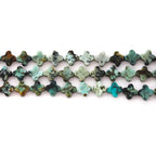 8mm Natural African Turquoise Gemstone Faceted Clovers Beads Four-Leaf Spacer Loose Beads for DIY Jewelry Making Beads - color: African Turquoise