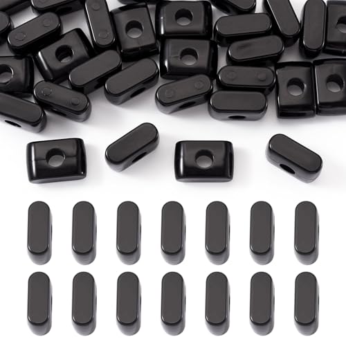30Pcs Acrylic Letter I Large Hole Slide Beads Large Alphabet Vowel European Beads for Crafts DIY Bubble Name Necklace Keychain Hanging Ornament Jewelry Making Supplies Black - color: Black, size: I