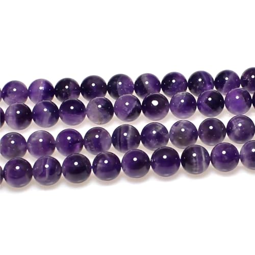 MJDCB Natural Dreamy Amethyst Beads Round Stone Beads DIY Loose Beads for Jewelry Making Beads 15" (6mm) - color: Dreamy Amethyst, size: 6mm