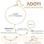 adoyi Gold Bracelets for Women, 14K Gold Plated Stackable Bracelet Stack Set Adjustable Charm Paperclip Chain Cuban Link Layered Waterproof Jewelry Sets Gifts for Womens - color: Gold Style A
