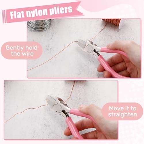 Mudder 2 Packs Nylon Nose Pliers Double Nylon Pliers Carbon Steel Jewelry DIY Tools for Beading Looping Shaping Wire Jewelry Making and Other Crafts, 5.3 Inch (Pink) - color: Pink