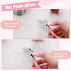 Mudder 2 Packs Nylon Nose Pliers Double Nylon Pliers Carbon Steel Jewelry DIY Tools for Beading Looping Shaping Wire Jewelry Making and Other Crafts, 5.3 Inch (Pink) - color: Pink
