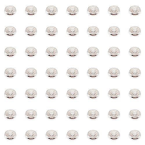 INSPIRELLE 100pcs Heishi Beads 6mm Long-Lasting Disc Brass Rondelle Spacer Beads Silver Plated Flat Round Shape Jewelry Metal Spacers for Bracelet Necklace Jewelry Making - color: Silver, size: 6mm