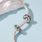 925 Sterling Silver Spacer Charm Bead with Clear CZ for Pandora Charms Bracelets - color: Star Stopper Beads