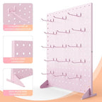 Peg Board Display Stand with 15 Hooks, Tabletop Metal Pegboard Shelf for Craft Shows & Fairs, Retail Stores, Vendors Arts and Crafts Finishing - 17x13Inch & Pink - color: Pink