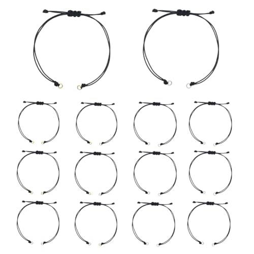 UNICRAFTALE 40Pcs Waxed Polyester Cord Bracelet Semi Finished Bracelets Black Adjustable Bracelets Knot Rope Handmade Friendship Bracelet with 2 Colors Open Jump Rings for Jewelry Making 26-28cm Long - size: 26-28cm