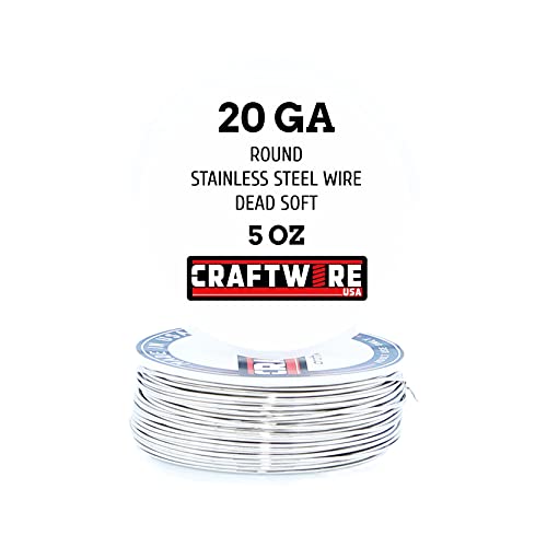 Solid Bare Stainless Steel Wire Round Selection, Dead Soft, 5OZ, 20 Gauge - color: Stainless Steel, size: Stainless Steel 5 OZ - 20 GA
