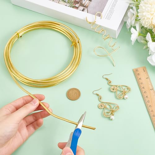BENECREAT 9.84 Feet Solid Brass Wire, 6 Gauge Round Soft Brass Wire for Jewelry Making Craft Gem Wrapping - color: Gold, size: 6 Gauge