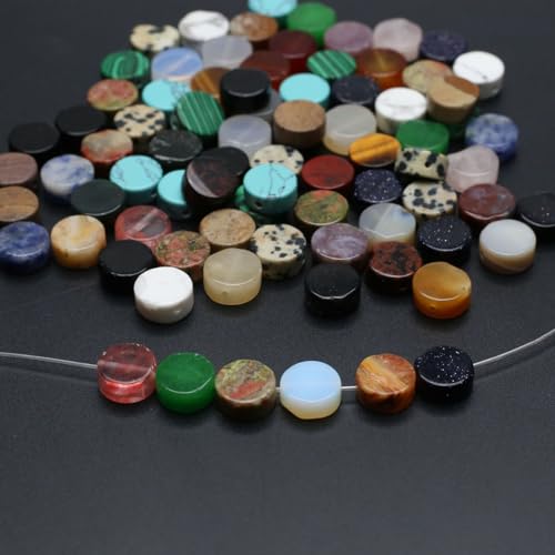 40 Pcs Healing Loose Beads Round Shape Natural Necklace Stone Pendants Crystal Charms for Jewelry Making DIY Craft - color: round