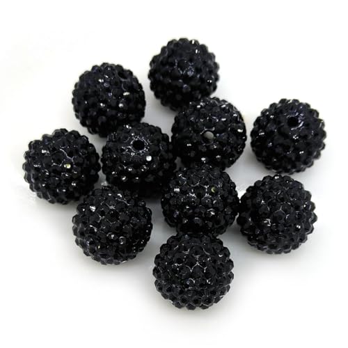 50pcs 20mm Large Size Rhinestone Disco Ball Beads Round Spacer Color Painted Charms for Jewelry Bracelet Necklace Pen Bag Chain Making Crafts Beading Supplies (20mm Black Rhinestone) - color: 20mm black rhinestone