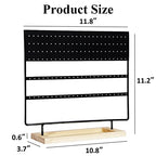 Earring Holder Organizer Stand - Earrings Display Rack 145 Holes Jewelry Holder Tower with Wooden Tray for Earrings Rings Black - color: Black
