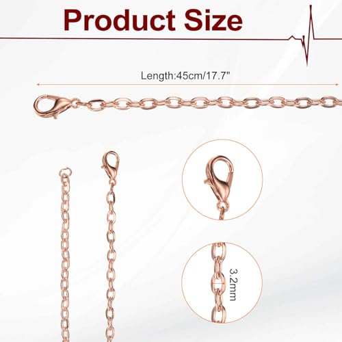 HARFINGTON 20 Pack 18 Inch Necklace Chains Bulk 3.2mm Rose Gold Plated Cable Chains with Lobster Clasps for Jewelry Making - color: Rose Gold, size: 18 Inch x 3.2mm